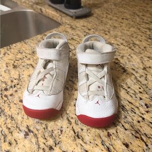 Jordan Kids White and Red Sneakers